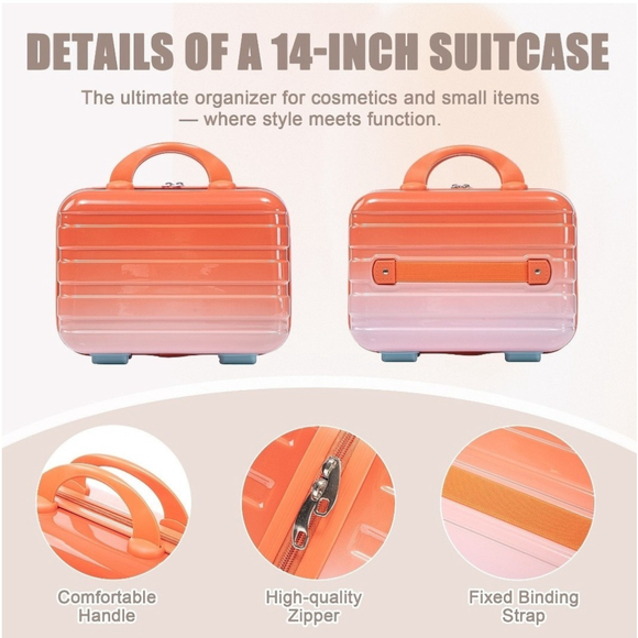 14"/20" 2 pcs/set in PC Spinner Wheel Luggage, Carry on Suitcase, With Gradient - Picture 5 of 16